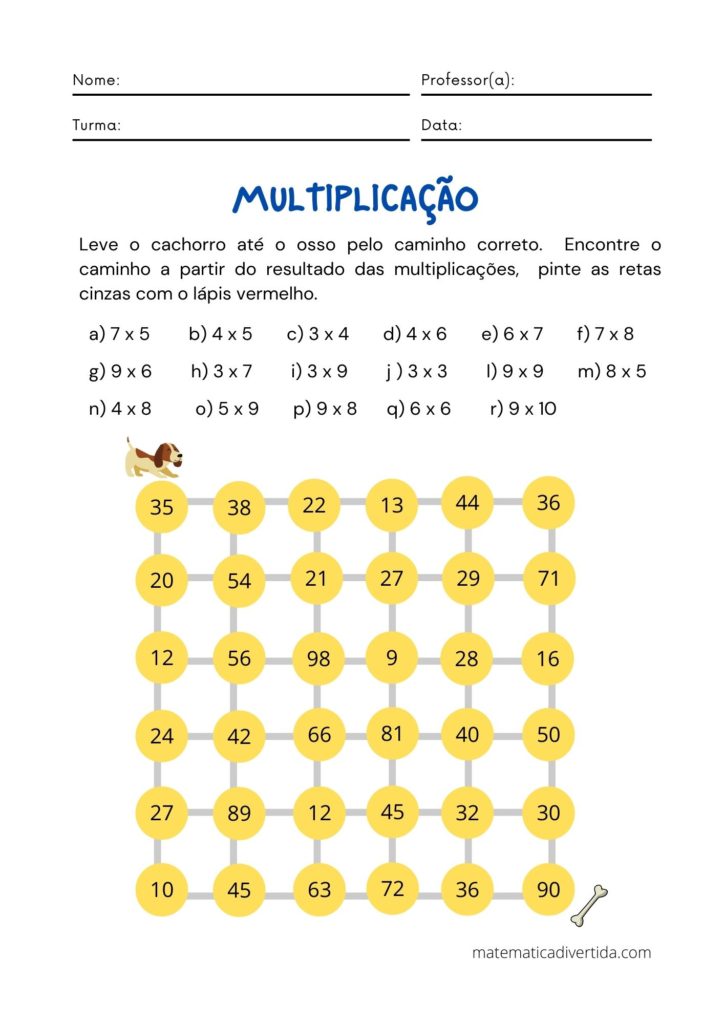 Atividades de Tabuadas - Atividades de Matematica