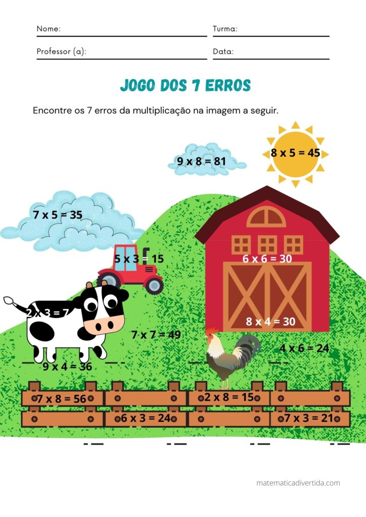 Jogo dos 7 erros worksheet